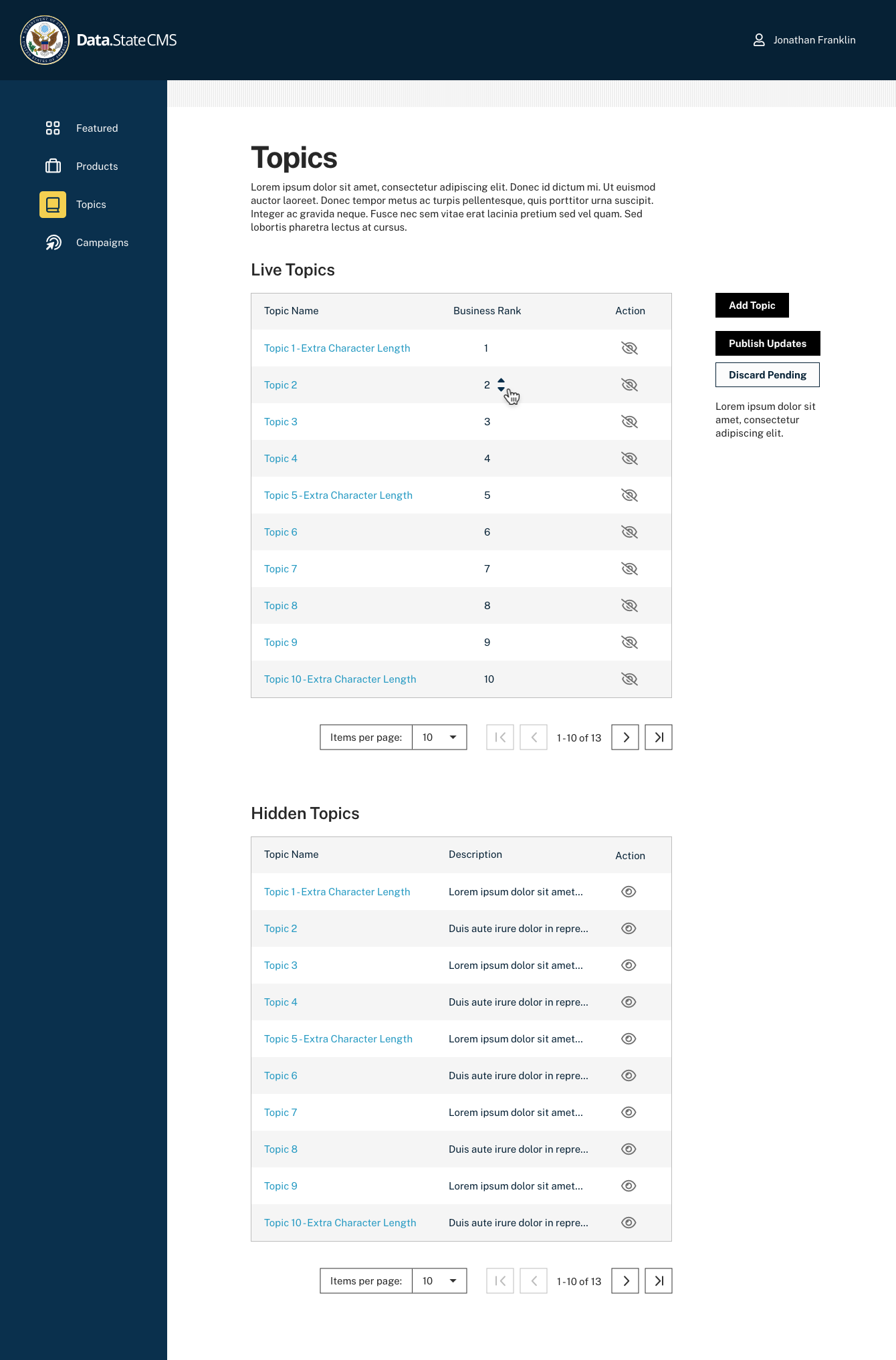 Topics Mockup